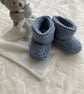 Hand knitted ‘Josh’ Baby Boy’s Booties (0-3 months)