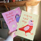 Set of 2 Retro Pigeon Poster. Cute Positive Affirmation Poster.