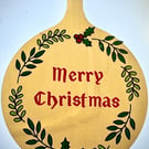 Handmade Merry Christmas Sign – Holly & Greenery Design