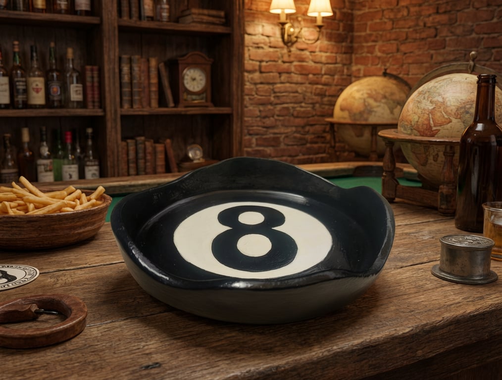 Black No 8 Pool Ball Large Trinket Dish For Jewellery,, Keys, Watches, Coins,,