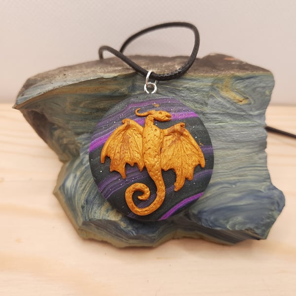 Dragon fantasy pendant (purple night)