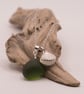 Sterling silver deep green sea glass necklace and coastal charm