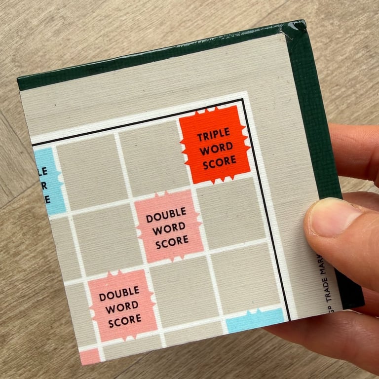Vintage Scrabble Board Coasters (Top Right) - Upcycled from Real Board