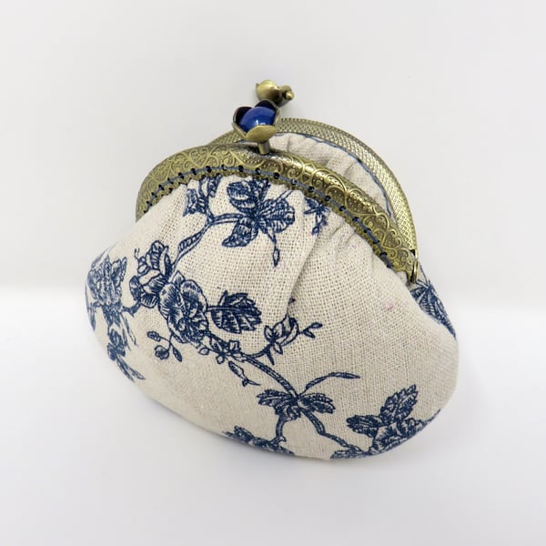 Blue floral coin purse