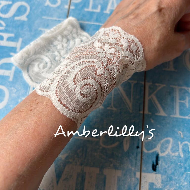 Wedding or costume cuff bracelets in lace off white 