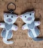 Cat on back White & Light Grey Felt Brooch. - Image 3