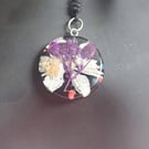 Real pressed flower resin necklace
