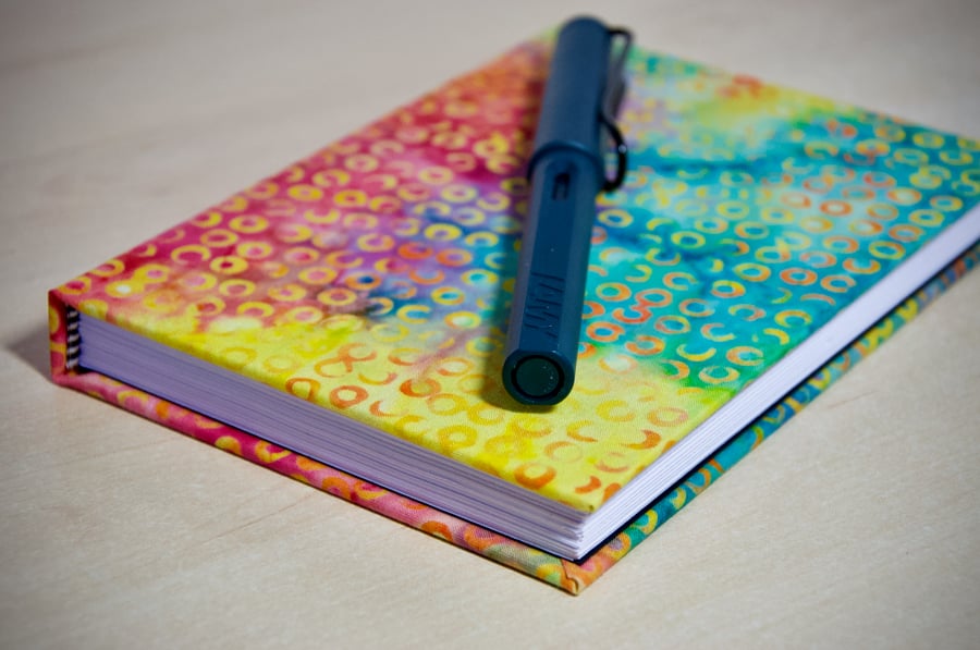 A6 Hardback Lined Notebook with full cloth colourful batik cover