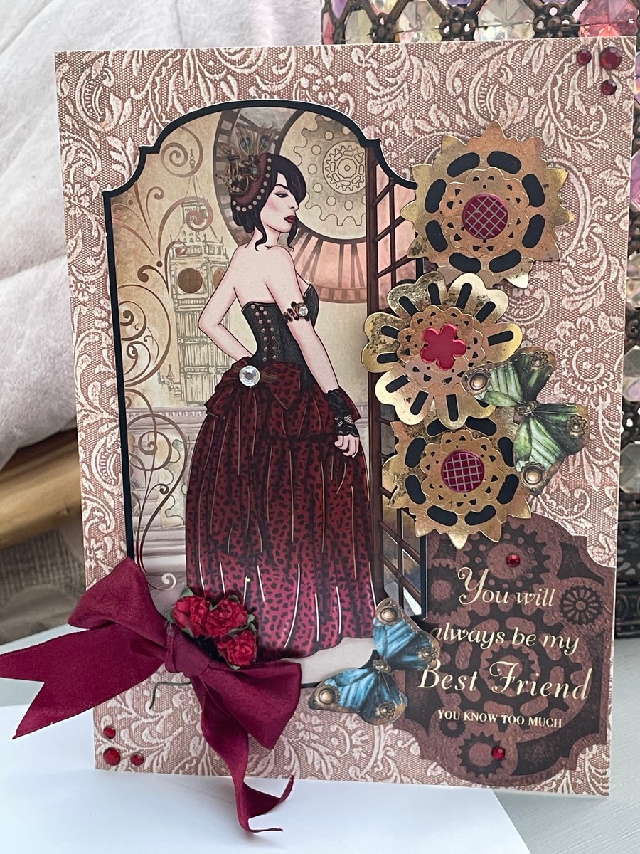 Steam Punk elegant lady You are my best friend birthday card