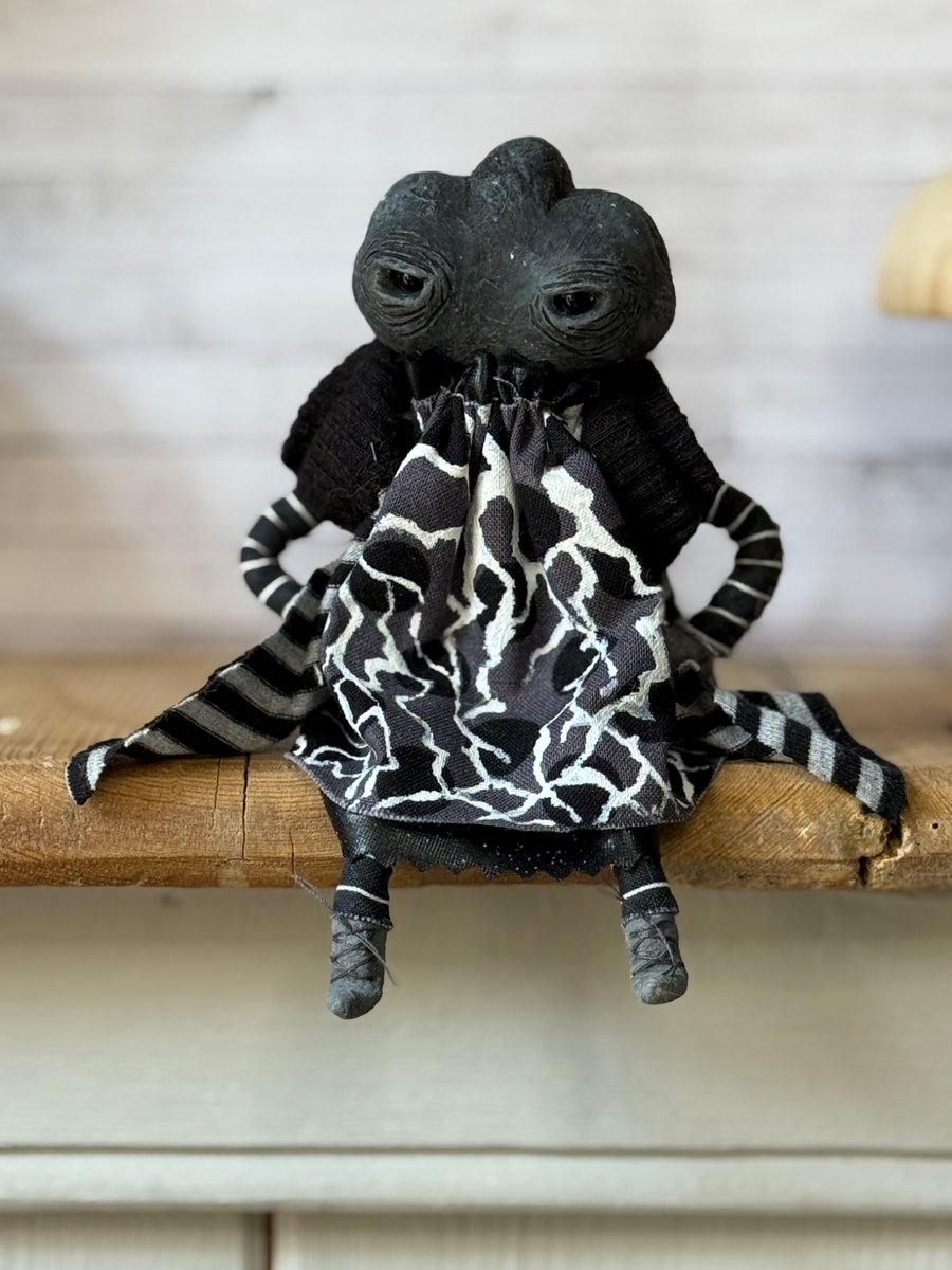 Storm Cloud Miniature Spun Cotton Art Doll