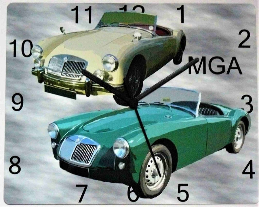mga wall hanging clock classic uk sports car