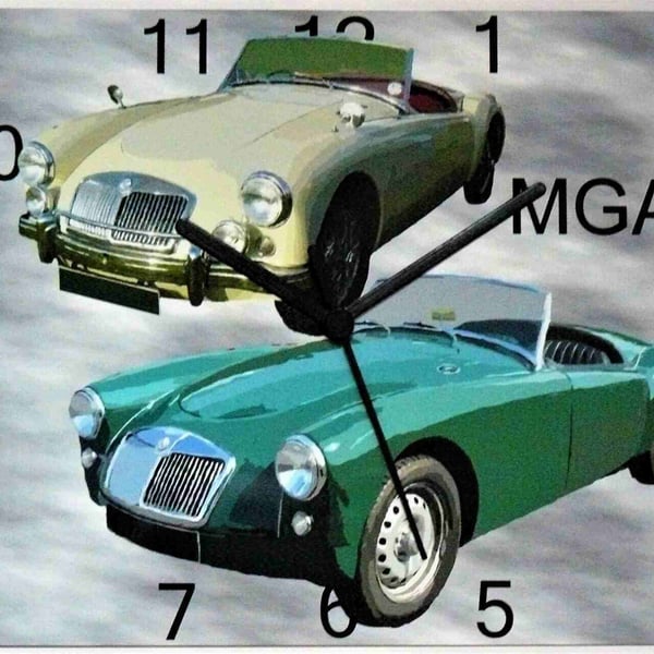 mga wall hanging clock classic uk sports car