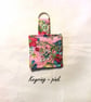 Floral Keyring Pink Keyfob, Blue Fabric Keychain, Luggage Tag,  - Image 2