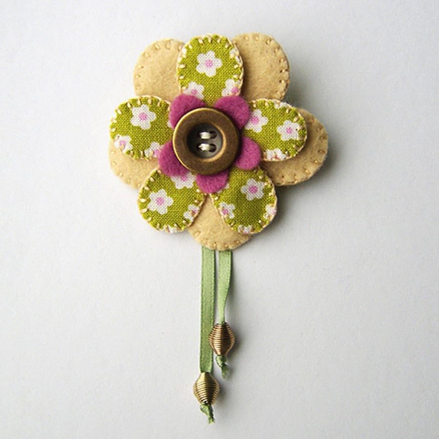 Fabric Flower Brooch