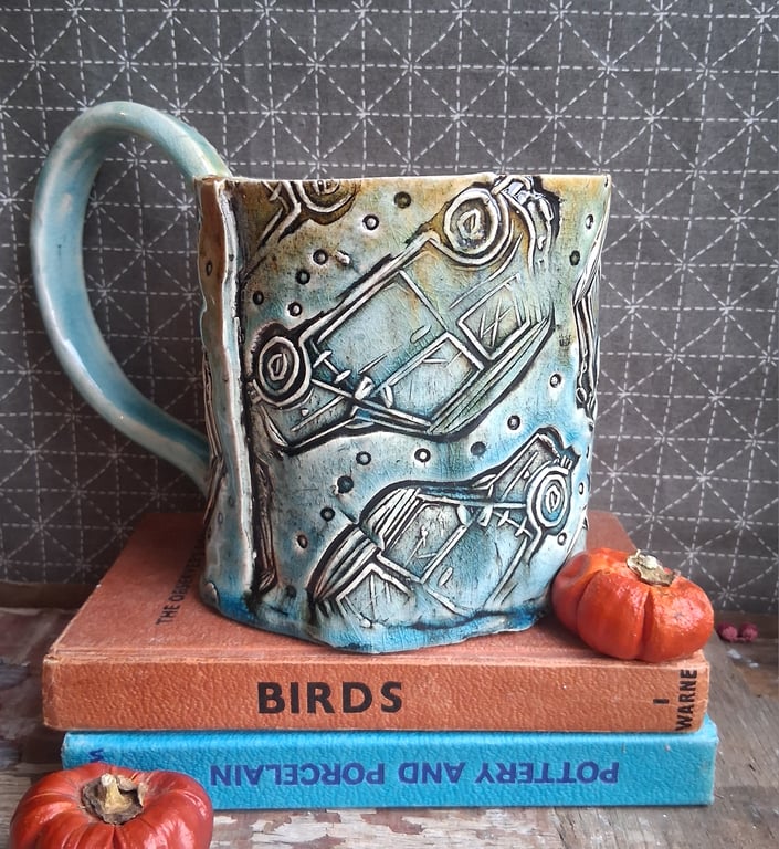 Xl classic car mini mug Ceramic handmade coffee mug 