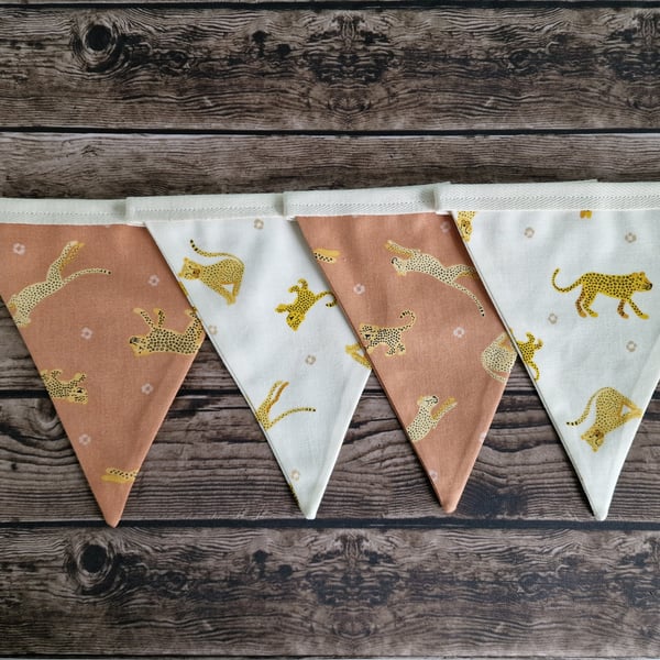 Leopard Print Safari Bunting - Tan & Cream