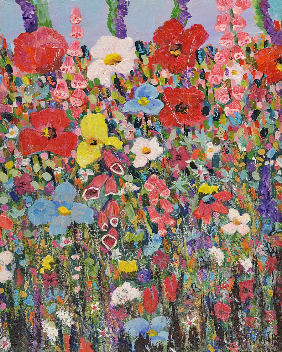 Original Painting of Wildflowers (10 x 8 inches. Ready to Hang)