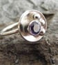Sterling Silver and Amethyst Circle Ring - Hallmarked - February Birthday - Image 1