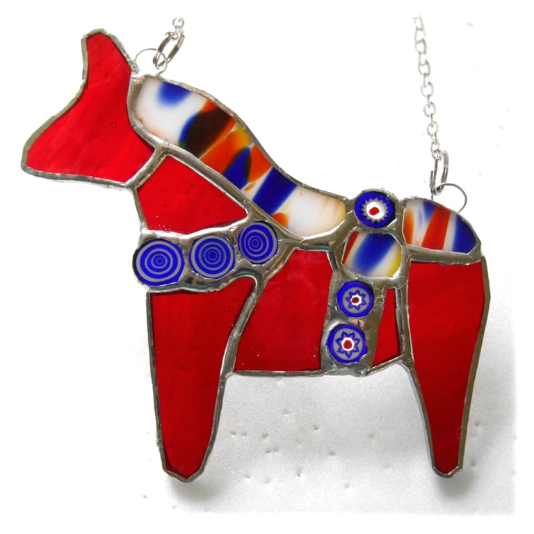 Dalarna Horse Stained Glass Suncatcher Dala Swedish Red 008