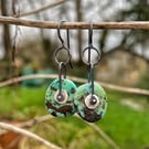 Sterling silver and freeform turquoise contemporary earrings
