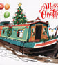 Narrow Boat in Norfolk Christmas Greeting Card A5