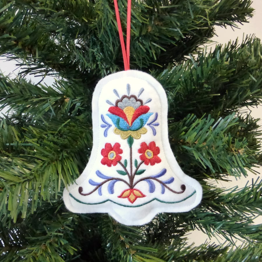 Christmas Bell decoration, embroidered