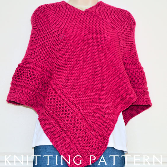 The Honeycomb Poncho Knitting Pattern PDF Print & Knit Yourself