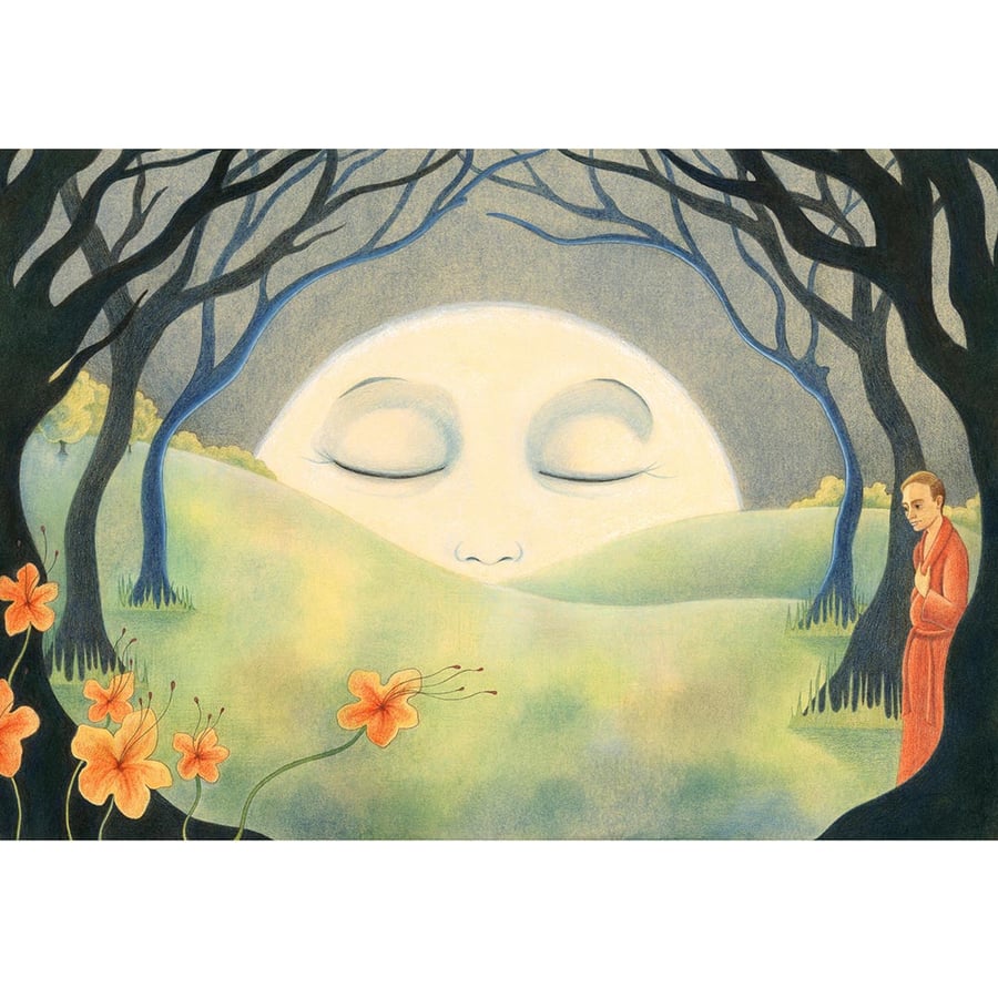 Moon landscape Giclee Art print - "A Pale Moon"