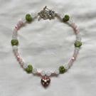 Baby Pink Rose Quartz Heart Necklace