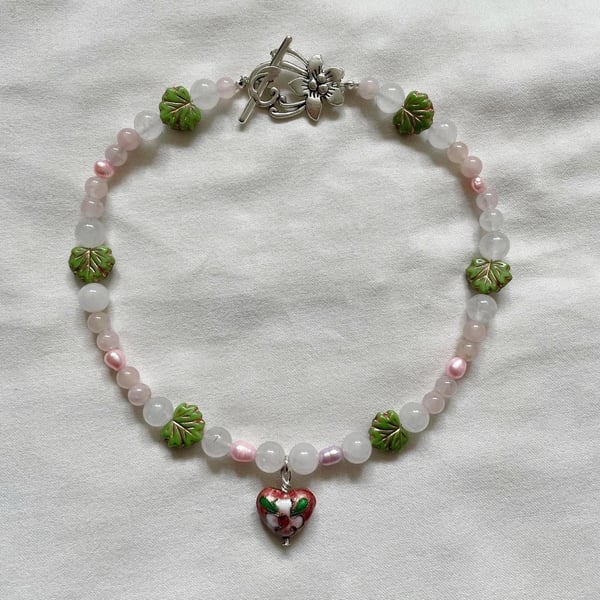 Baby Pink Rose Quartz Heart Necklace