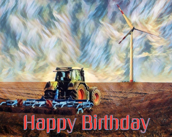 Happy Birthday Tractor Windmill Card 
