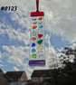 Rainbow mosaic patterned handcrafted fused glass suncatcher, 12x3cm (0123)
