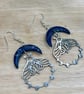 Celestial Moon and Moth Earrings, Green or Blue, Polymer Clay Earrings - Image 4