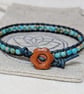 Duck egg blue sea sediment jasper and leather bracelet with wooden button  - Image 10
