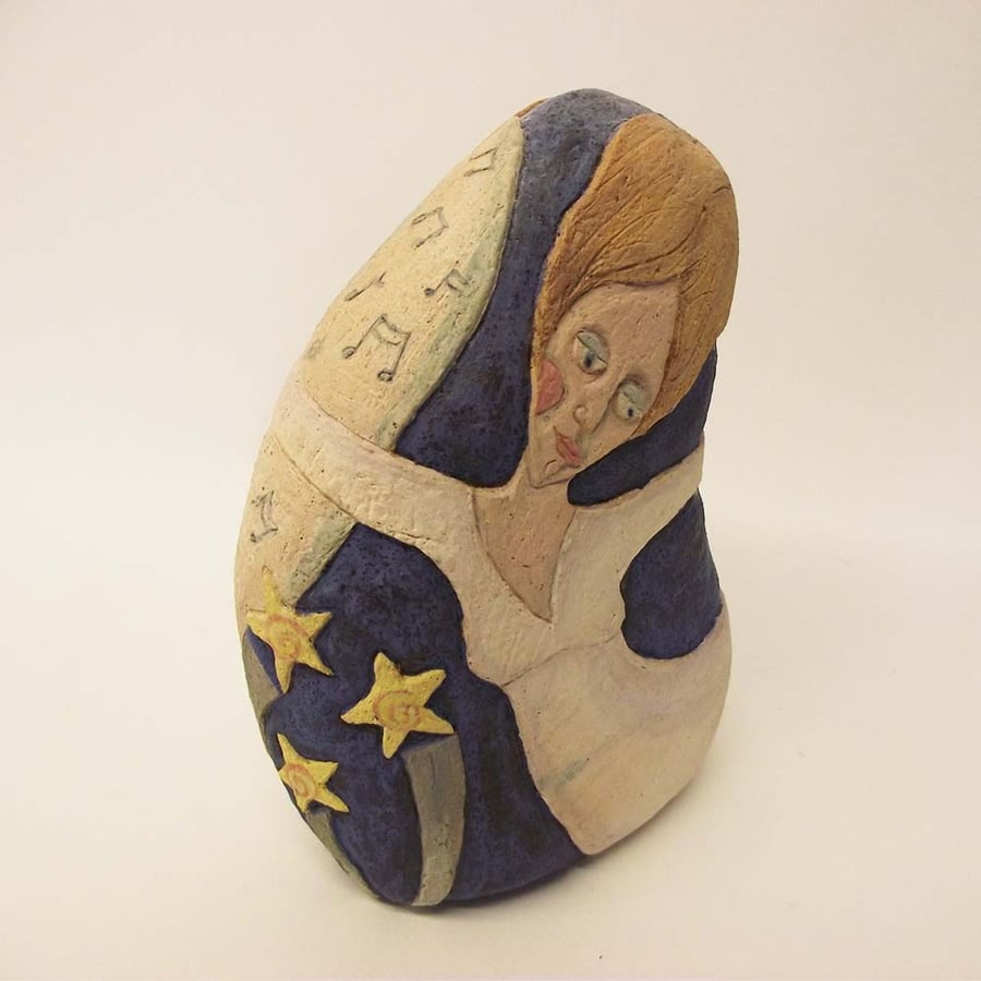 Sale Ceramic Sculpture lady with flowing hair Pottery