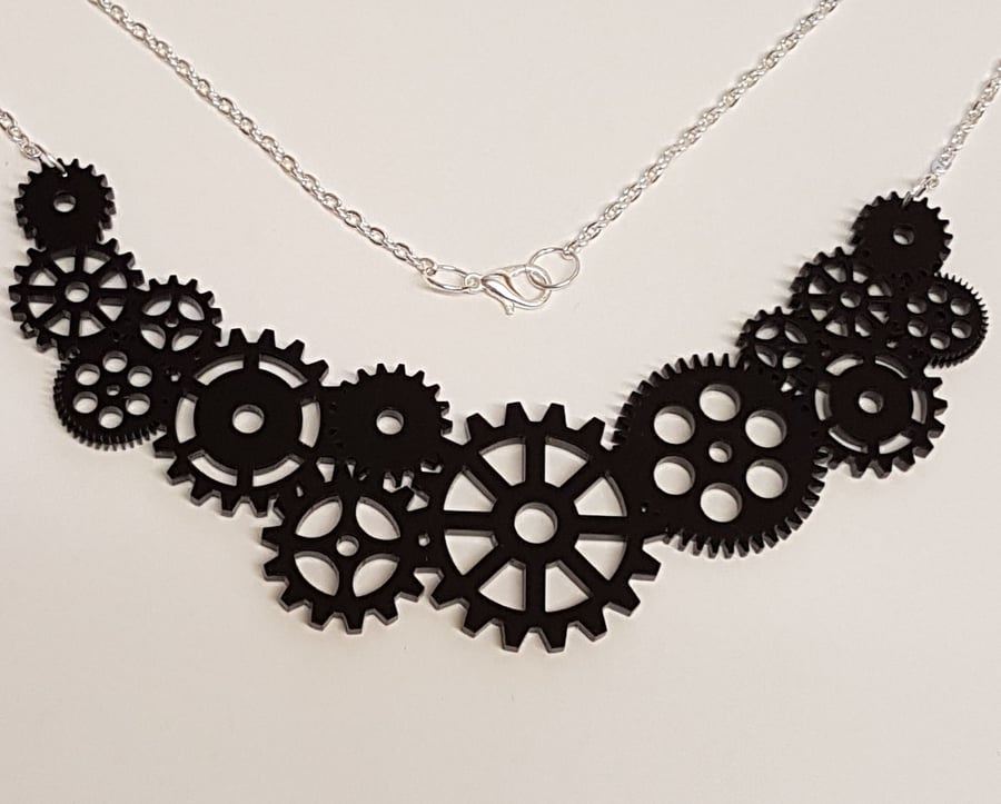 Steampunk Multiple Cog Necklace - Acrylic