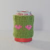 Apple Green and Pink Love Heart  Cosy Can Warmer  Holder  