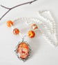 Autumn Pendant Necklace, Orange Necklace, Animal Art Pendant, Deer, Lyre - Image 6