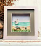 Sea Glass Seagull Desk Art - Original Watercolour with Beach Finds - Image 1