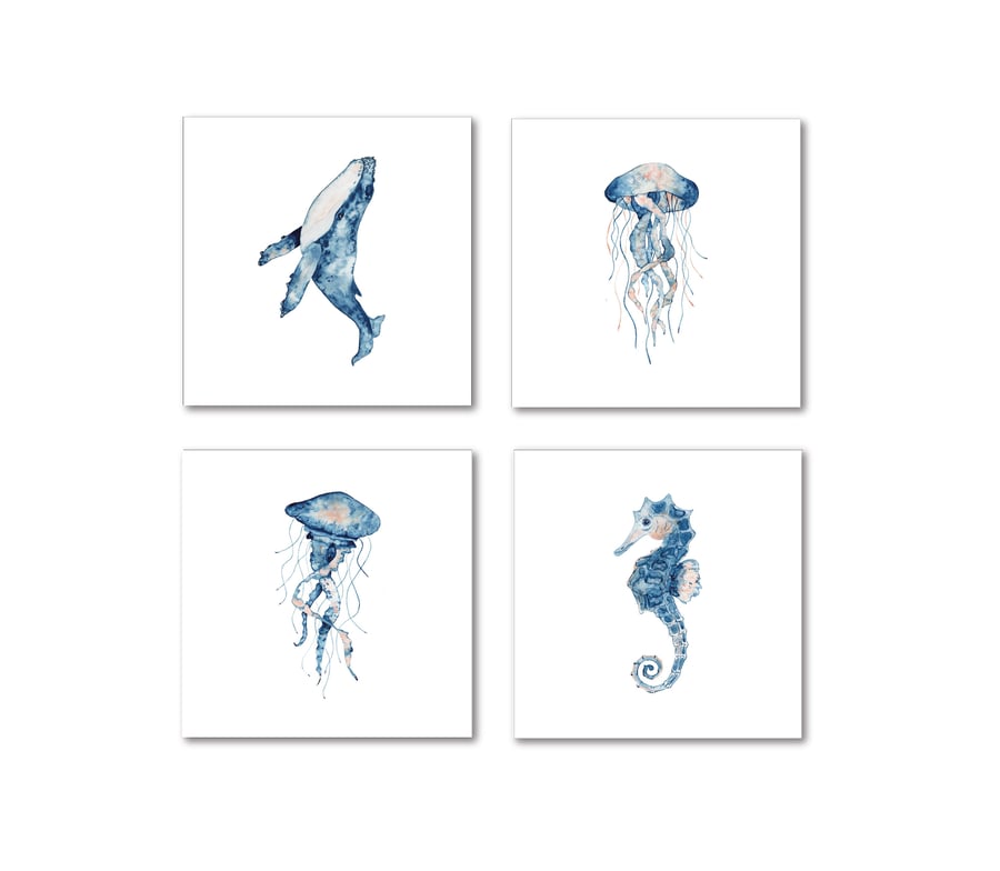 Sea Creatures Heat Set Ceramic Wall Tile x 1 (choose a size and design)