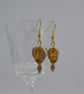 Murano Style Heart Shaped Glass Earrings in Autumn Shades - Image 1