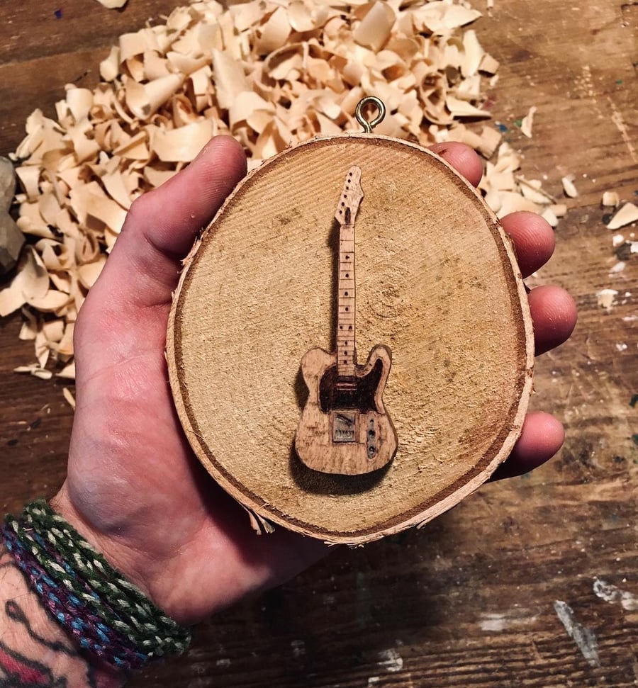 Hand Carved Electric Guitar Decoration