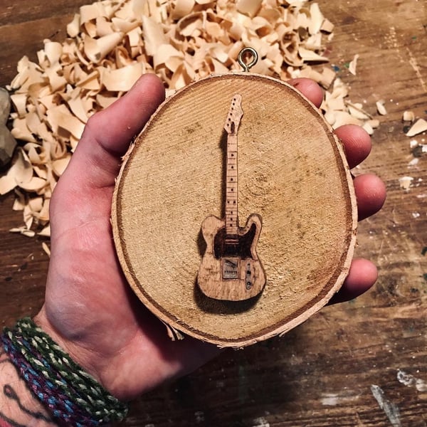 Hand Carved Electric Guitar Decoration