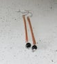 Earrings, Textured Copper Bar with Obsidian and Sterling Silver - Image 6