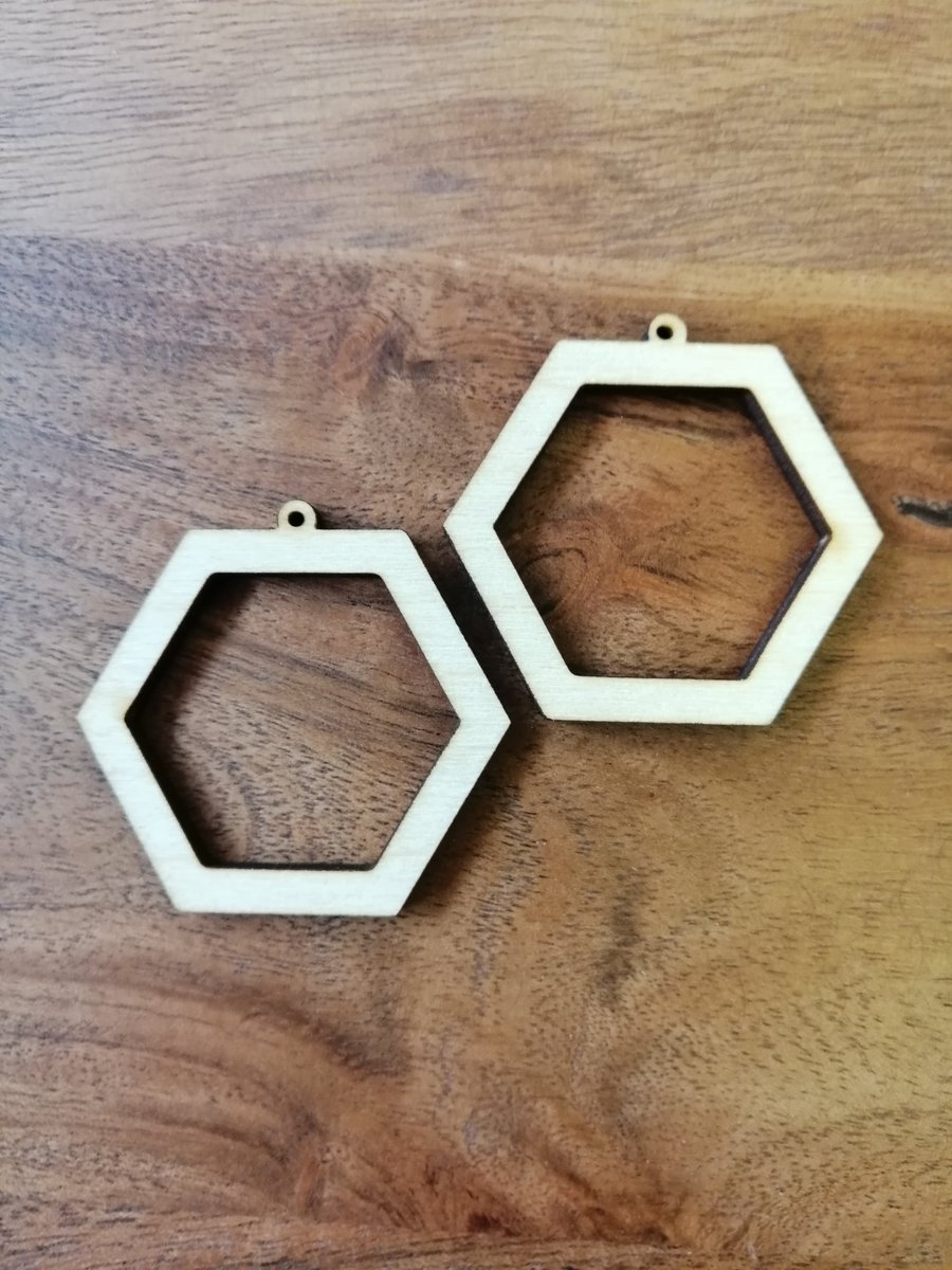 Hexagon Birch Wood Macrame Earring Blanks. Unfinished Earring Blanks.