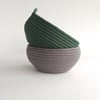 Bouldner Bowl, a dark grey coiled rope project bowl