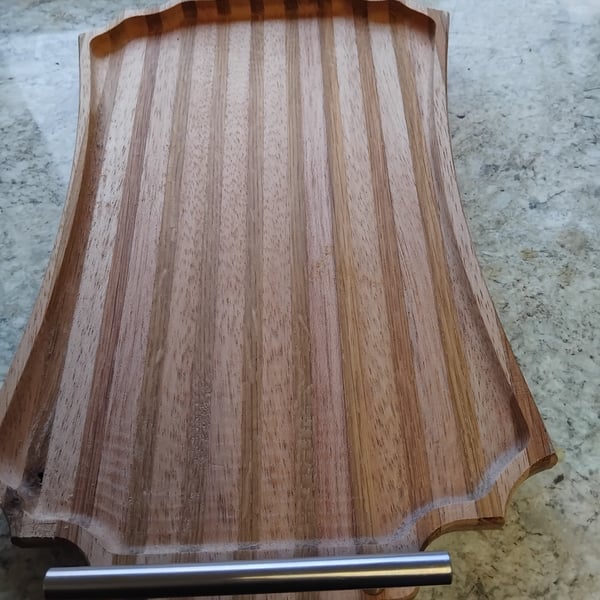 oak and beech serving tray stainless steel handles breakfast dinner lunch snacks