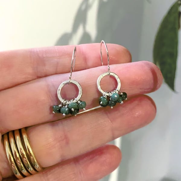 Emerald Gemstone Ruffle Dangle Earrings - Craft Drop