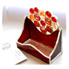 Business Card Holder Handmade Stained Glass Red 012
