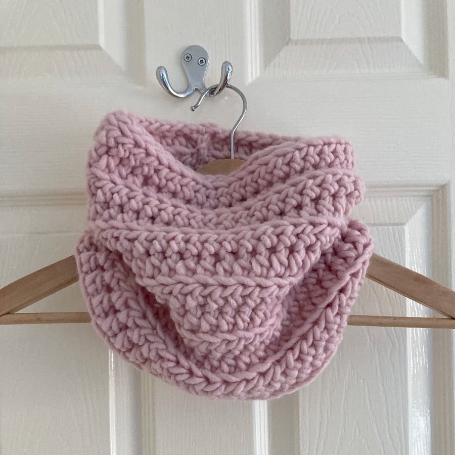Chunky Pink Crocheted Cowl 